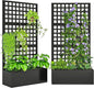 Outsunny Galvanized Raised Garden Bed with Trellis, Metal Planter Box with Drainage Holes, Outdoor Privacy Screen for Climbing Plants, Vegetable, Vines, 35" x 16" x 70", 2 Pack, Black
