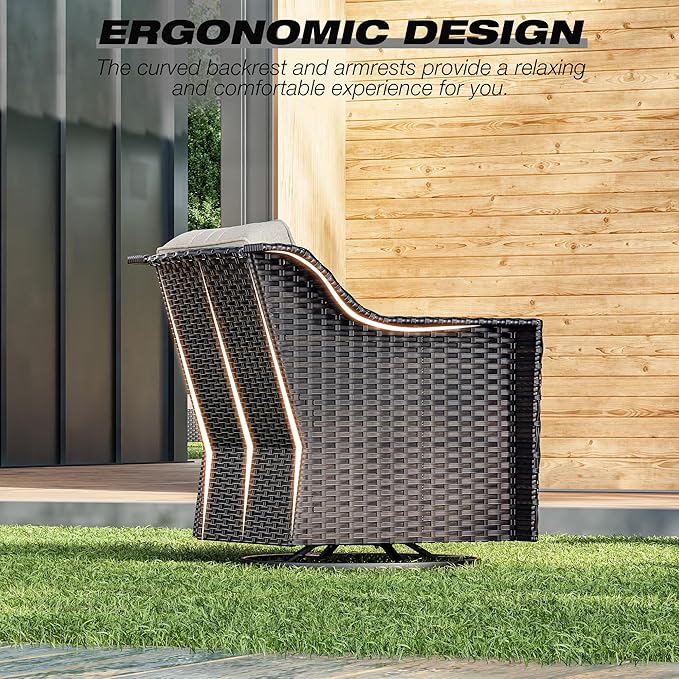 Joyside Wicker Patio Furniture Sets, 4 Pieces Upgraded Large Size Outdoor Furniture with Patio Dining Chair, 3-Seat Sofa, Fire Table,Thick Cushions, Wide Armrest, Beige