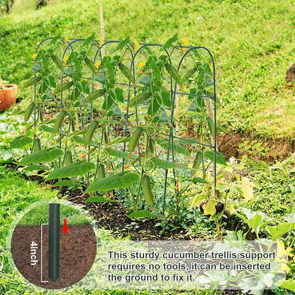 iGreely Cucumber Trellis for Raised Bed, U-Shape Garden Arch Metal Support for Climbing Plants, Metal Arch Vegetables Trellis, Plant Support for Vine (Green, 69.3" L×30" W×47.2" H)