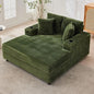 GarveeHome Oversized Chaise Lounge Chair Indoor, 56x60 in Comfortable Corduroy Lounge Sofa with Charging Ports & Cup Holders, Cozy Reading Couch for Bedroom Living Room Apartment, Green