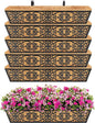 6 Pack 30 Inch Window Boxes Planters Railing Planter Box with Adjustable Brackets & Coco Liners Fabric Plant Grow Bags Deck Railing Planter Boxes Balcony Hanging Flower Box for Outdoor Plants