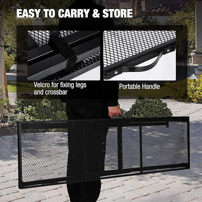 REDCAMP 55 Inch Outdoor Bar Table, 2 Pack Folding Paito Bar Height Hot Tub Table with Waterproof Mesh Top for Balcony, Garden, Poolside, Indoor, Rectangle Black