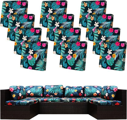 12 Pcs Stretch Patio Cushion Covers, Outdoor Couch Covers Replacement, Outdoor by BIETYONE