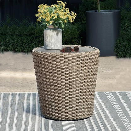 Signature Design by Ashley Danson Bohemian Outdoor End Table, Light Brown