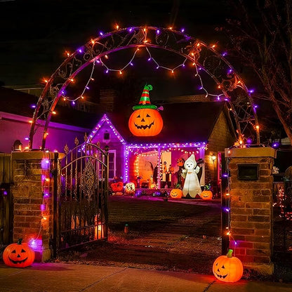 String Lights, 600 LED Orange and Purple with 8 Modes for Halloween
