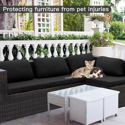 Cushion Covers, 8-Pack Black Outdoor Slipcovers, Water-Repellent Fabric