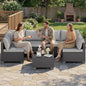 Skyfish 7 Pieces Patio Furniture Sofa - Outdoor Sectional Wicker Rattan Furniture with Cushion and Glass Table Patio Conversation Sets for Porch Poolside Backyard Outdoor Sofa Set Modular Sofa