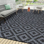 SAND MINE Waterproof Outdoor Rug 9x18 ft, Plastic Reversible Rug, Modern Area Rug, Large Floor Mat for Outdoors, RV, Patio, Backyard, Deck, Picnic, Beach, Camping, Black Grey Lattice