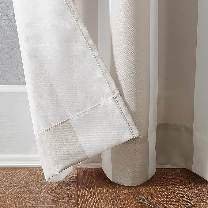 Sun Zero Valencia 2-Pack Cabana Stripe Indoor/Outdoor UV Protectant Energy Efficient Grommet Curtain Panel Pair
