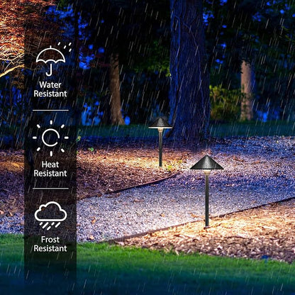 SUNVIE 8-Pack Low Voltage Landscape Pathway Lights 12-24V 3W LED Landscape Lighting 3000K Outdoor Pathway Lighting IP65 Waterproof Aluminum Wired Path Lights for Yard Garden Walkway, ETL Listed Cord