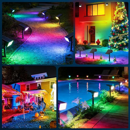 LANSOW Solar Spot Lights Outdoor Color Changing, 8Pack/7 Modes Waterproof Solar Christmas Landscape Spotlights, LED Solar Powered Flood Lights for Yard Garden Pathway Outside Halloween, Auto ON/Off