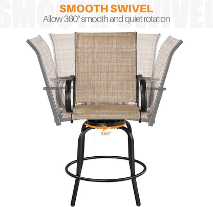 Yaheetech Patio Swivel Bar Stools Outdoor Chairs Set of 6 Outdoor High Bistro Stools Outdoor Furniture, All-Weather Patio Stools for Outside, Beach, Lawn, Poolside and Garden, Black/Brown