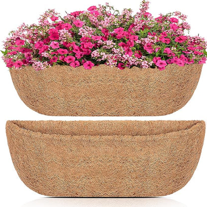 Y&M 36" Coco Liner for Window Box Deck Basket Planter Trough Coconut Fiber Liners, 2pcs Trough Coco Liner Pre-Formed Replacement
