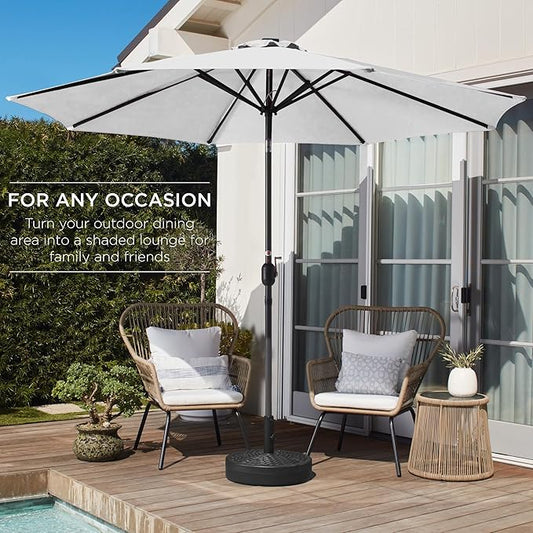 Outdoor Table Compatible Steel Polyester Market Patio Umbrella, 10ft