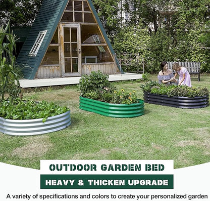 Land Guard 6×3×1 ft Galvanized Raised Garden Bed Kit， Raised Garden Boxes Outdoor, Oval Metal Raised Garden Beds for Vegetables, Flowers, Herbs（Grey）……