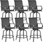 Yaheetech Patio Swivel Barstools Outdoor Chairs Set of 6, High Bistro Stools Outdoor Furniture, All-Weather Patio Stools for Outside, Beach, Lawn, Poolside and Garden, Black