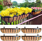LaLaGreen Railing Planter Boxes (4 Pack, 30 Inch) Black Metal Rectangular Flower Boxes with Coco Liner, Large Hanging Planters for Outdoor Plants Deck Over Rail Fence Balcony Porch Modern Garden Decor