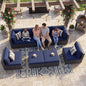 NICESOUL Outdoor Sofa Set of 8, Deep Seating Extra Large Patio Conversation Set, 29.3'' High Back Modern Luxury Wicker Modular Sectional for Backyard Lawn Deck Garden, 2 Color Cushions Navy & Gray