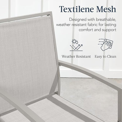 Best Choice Products Outdoor Bar Stools Set of 2, Bar Height, Patio Furniture, All Weather Mesh Design w/Armrest - Gray/Gray