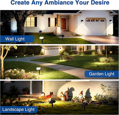 Solar Lights Outdoor Waterproof IP65, Super Bright LED with Lens, 3000K 2 Lighting Modes, Solar Powered Yard Garden Solar Spot Lights for Outside Landscape Auto On/Off -2 Pack