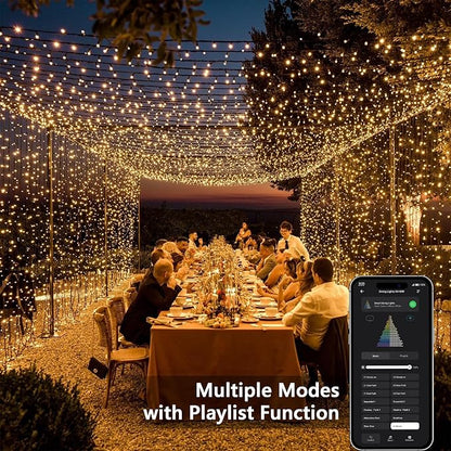 Brizled Smart String Lights, 65.61ft 200 LED Christmas Lights with APP & Voice Control, WiFi Christmas Fairy Light Warm White Music Sync Xmas Tree Lighting Green Wire for Home Xmas Tree Party Decor