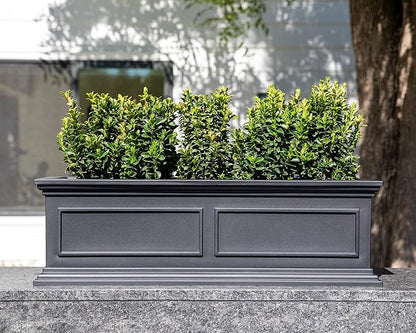 Veradek Brixton Window Box Plastic Planter - Large Rectangular Planter for Outdoor Balcony/Windowsill | Crack-Resistant All-Weather | Classic Estate Design for Flowers, Herbs, Succulents