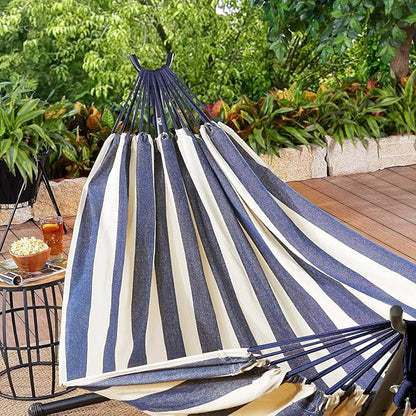 ANYOO Cotton Hammock Portable Camping Hammocks for Hanging Sturdy Garden Comfortable Fabric Hammock with Tree Straps Up to 660lbs with Travel Bag for Camping Outdoor/Indoor Patio Backyard
