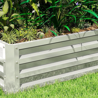 Outsunny Galvanized Raised Garden Bed, 4' x 2' x 1' Metal Planter Box, for Growing Vegetables, Flowers, Herbs, Succulents, Silver