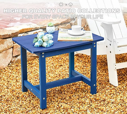 Y&M Adirondack Outdoor Side Table, HIPS Patio End Table, Waterproof Outside Table, Balcony Modern End Tables 23.5" inch Long for Garden, Pool, Beach, Porch, Deck, Indoor or Outdoor Use, Navy Blue