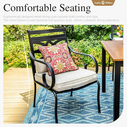Sophia and William Outdoor Patio Dining Set for 4, Outdoor Table and Chairs, Removable Seat Cushions, Black 42" Round Patio Dining Table