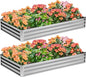 2PCS 8x4x1FT Galvanized Raised Garden Bed,Planter Raised Beds-Metal Garden Box,Large Plant for Outdoor Planting, Vegetables Bed，Flower,herb-Silver