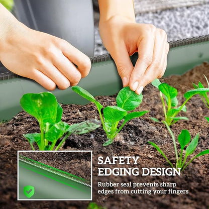 Outsunny 3.5' x 2' x 1' Galvanized Raised Garden Bed Kit, Outdoor Metal Elevated Planter Box with Safety Edging, Easy DIY Stock Tank for Growing Flowers, Herbs & Vegetables, Green
