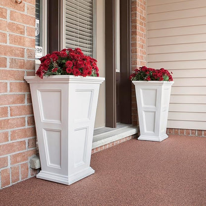 Mayne Fairfield 28-Inch Tall Planter, 2-Pack – Self-Watering, Weather-Resistant Planter for Flowers – Durable Outdoor Design for Patio, Porch, or Entryway