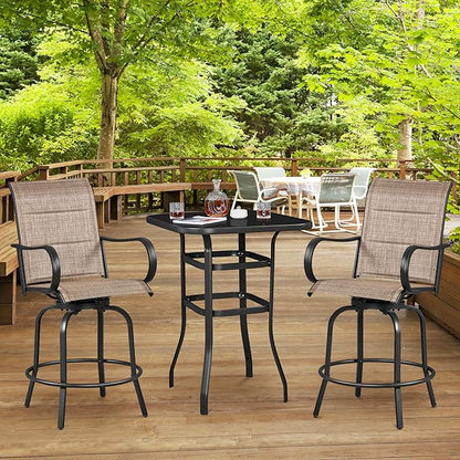 Yaheetech 6 Piece Patio Swivel Bar Stools Texteline Bistro Chairs with High Back/Armrest/Footrest, All Weather Padded Seating Outdoor Furniture Height Outdoor Chairs for Outside, Lawn & Garden