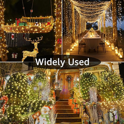 String Lights, 196 FT, 600 LEDs, Warm White, IP44 Waterproof