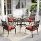 Sophia and William Outdoor Patio Dining Set for 4, Outdoor Table and Chairs, Removable Seat Cushions, Black 42" Round Patio Dining Table,Red