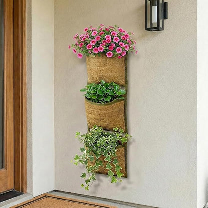 Vertical Garden Planter, 3 Pocket, Living wall Planter, Hanging wall planters for Indoor Plants, Hanging planters for Outdoor Plants, for Herbs, Boho Kitchen Decor, Patio Decor, Indoor Garden