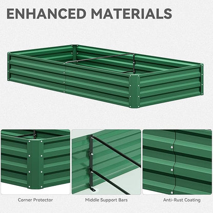 YITAHOME 72x36x12 in 2pcs Galvanized Raised Garden Bed Kit, Large Metal Planter Box with Gloves & Support Rod, Outdoor Flower Bed for Plants Vegetables, Green