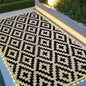 SAND MINE Reversible Mats with Led Strip Lights, Plastic Straw Rug, Modern Area Rug, Large Floor Mat for Outdoors, Patio, Backyard, Deck, Picnic, Camping, Black & Beige, 6' x 9'