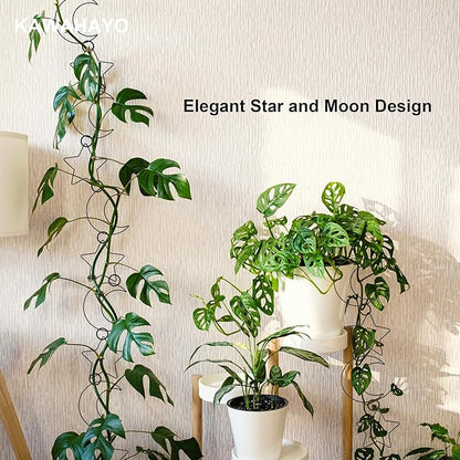 20 Pcs Chain Trellis for Climbing Plants, Plant Trellis Indoor and Outdoor, Garden Wall Trellis, Vine Support Plant Accessories for Monstera, Pothos, Ivy, Climbing Plants (Black Moon and Star)