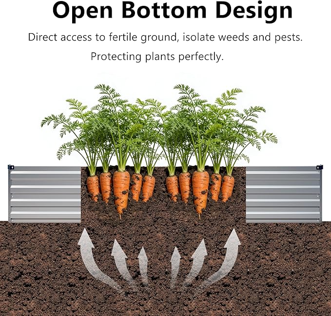 4x3x1 ft(2 Pack) Galvanized Raised Garden Bed,Outdoor Planter Box Metal Patio Kit Planting Bed for Vegetables Flowers and Succulents,Silver