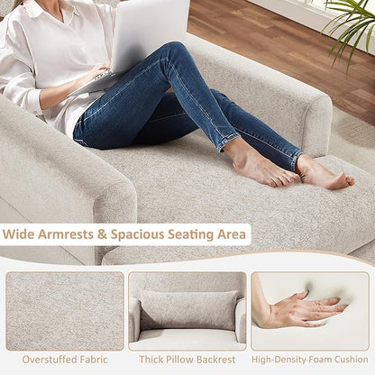 Oversized Chaise Lounge Chair Set of 2, Cloud Fluffy Chaise Sofa Recliner with Adjustable Backrest, Comfy Upholstered Sleeper Couch Bed, Modern Deep Seat Reading Armchair for Living Room, Bedroom