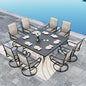 Sophia & William Patio Furniture Set Large Square Dining Table for 8 with Swivel Chairs Padded Textilene 9 Pieces Outdoor & Lawn Garden All Weather, Grayish Brown-padded Textilene, 60''