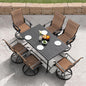 NUU GARDEN Patio Dining Set 7 Pieces Outdoor Dining Set for 6 Patio Swivel Chairs Textilene with 1 Metal Large Dining Table 6 Person Patio Set for Lawn Garden Deck, Brown and Black