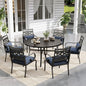 Sophia and William Patio Dining Set for 6, Outdoor Table and Chairs, Removable Seat Cushions, Black 54" Round Patio Dining Table,Blue