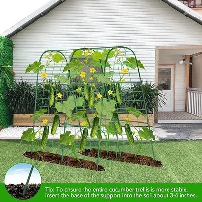 Cucumber Trellis for Raised Bed, U-Shape Garden Trellis for Climbing Plants Outdoor, Metal Arch Vegetables Trellis, Plant Support for Grape Vine Beans Squash Peas Flower