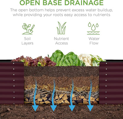 Best Choice Products 8x2x2ft Raised Outdoor Metal Garden Bed, Deep Root Box Planter for Vegetables, Flowers, Herbs, 240 Gallon Capacity, 100% Non Toxic Materials - Burgundy