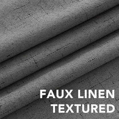 H.VERSAILTEX Primitive Linen Curtains 100% Blackout Curtain Drapes Burlap Fabric Curtains with White Thermal Insulated Liner, Grommet Top Drapes Living Room/Bedroom (2 Panels, 42 x 54 Inch, Grey)