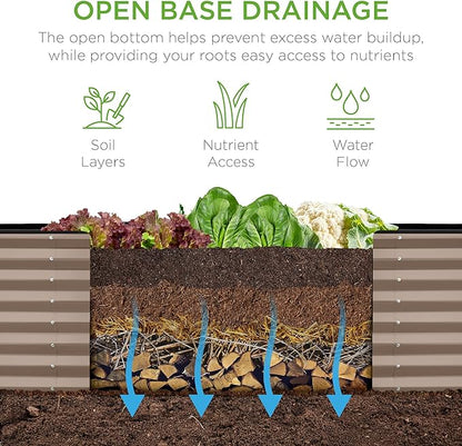 Best Choice Products 8x2x2ft Raised Outdoor Metal Garden Bed, Deep Root Box Planter for Vegetables, Flowers, Herbs, 240 Gallon Capacity, 100% Non Toxic Materials - Taupe
