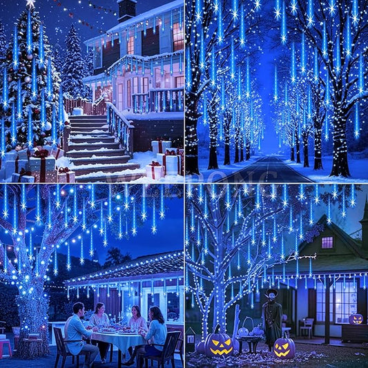 String Lights, 32-Tube Blue Meteor Shower with 768 LEDs